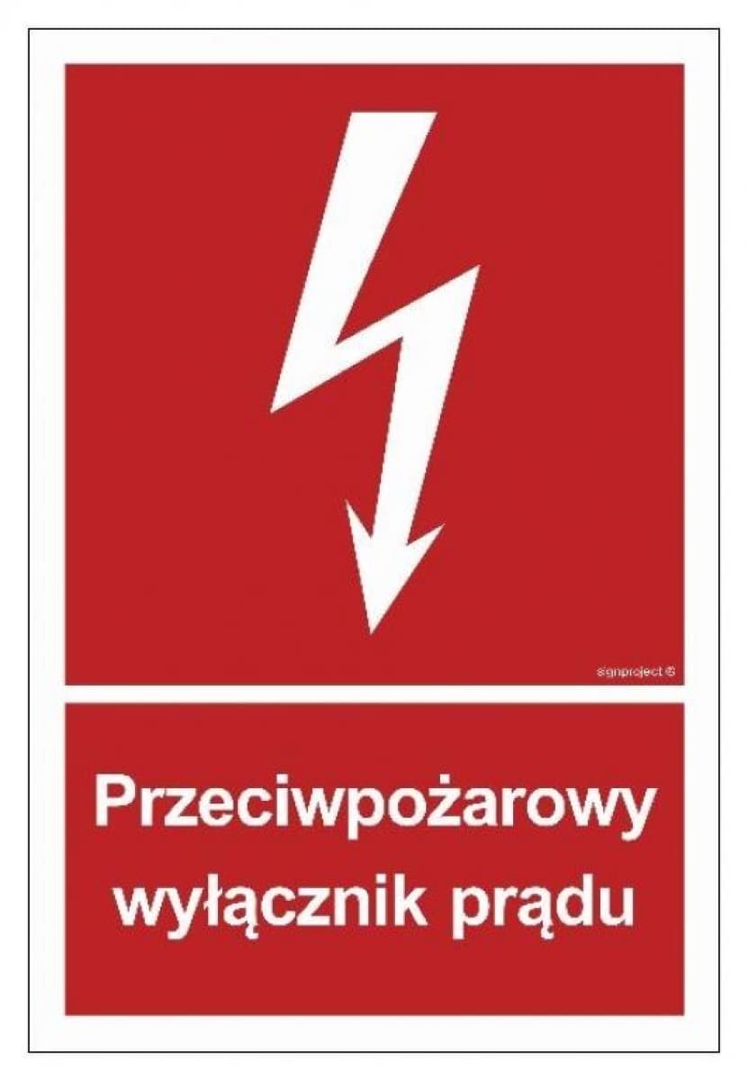 ZNAK - BB012 Przeciwpożarowy wyłącznik prądu 15 x 22,2 cm PS - Płyta 1mm foto.